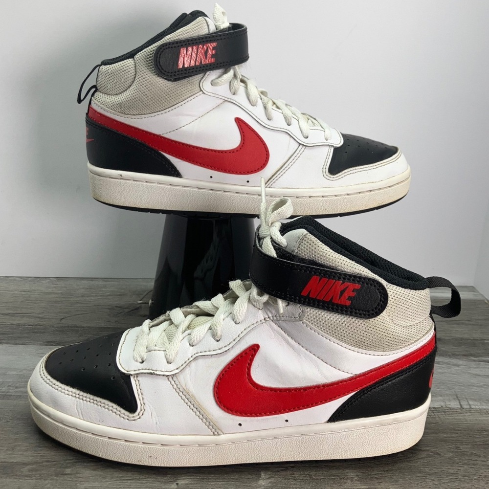 Nike Court Borough Mid 2 White Black University Red CD7782-110 Kids 6Y Sneakers